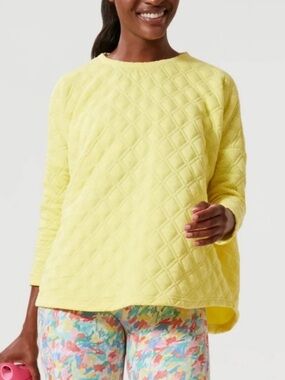 Tuckernuck Sundaze Ally Swing Sweatshirt XS BrightYellow Quilted Pullover Crew